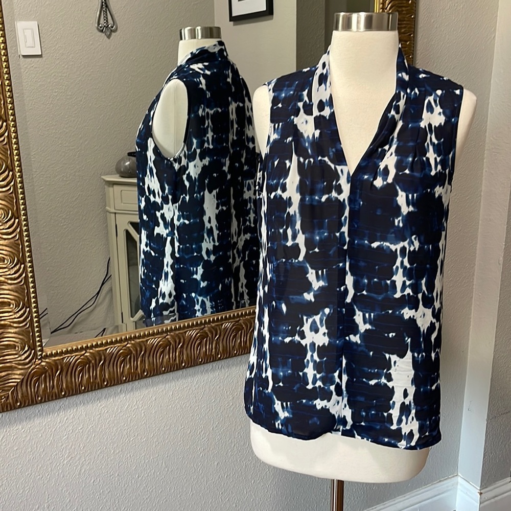 Rose & Olive Blue and White Blouse with Elegant Design